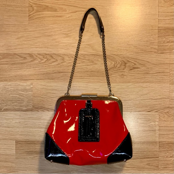 Kate Spade NY shoulder bag with gold hardware clasp red vermilion color way - Picture 5 of 5